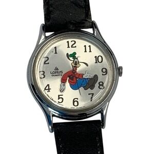 Vintage Lorus‎ Disney Goofy V516-6A00 Stainless Steel Silver 34mm Watch